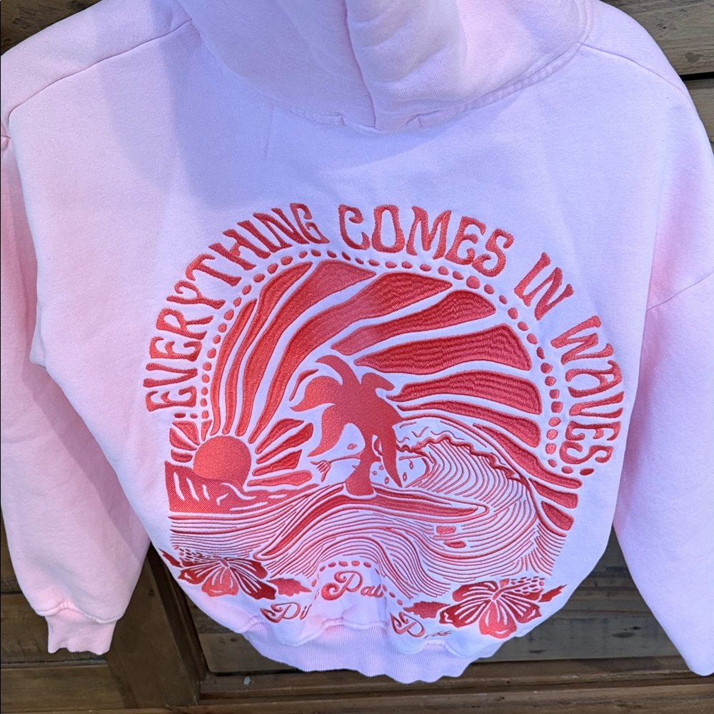 Pink Palm Puff “Everything Comes in Waves” Hoodie